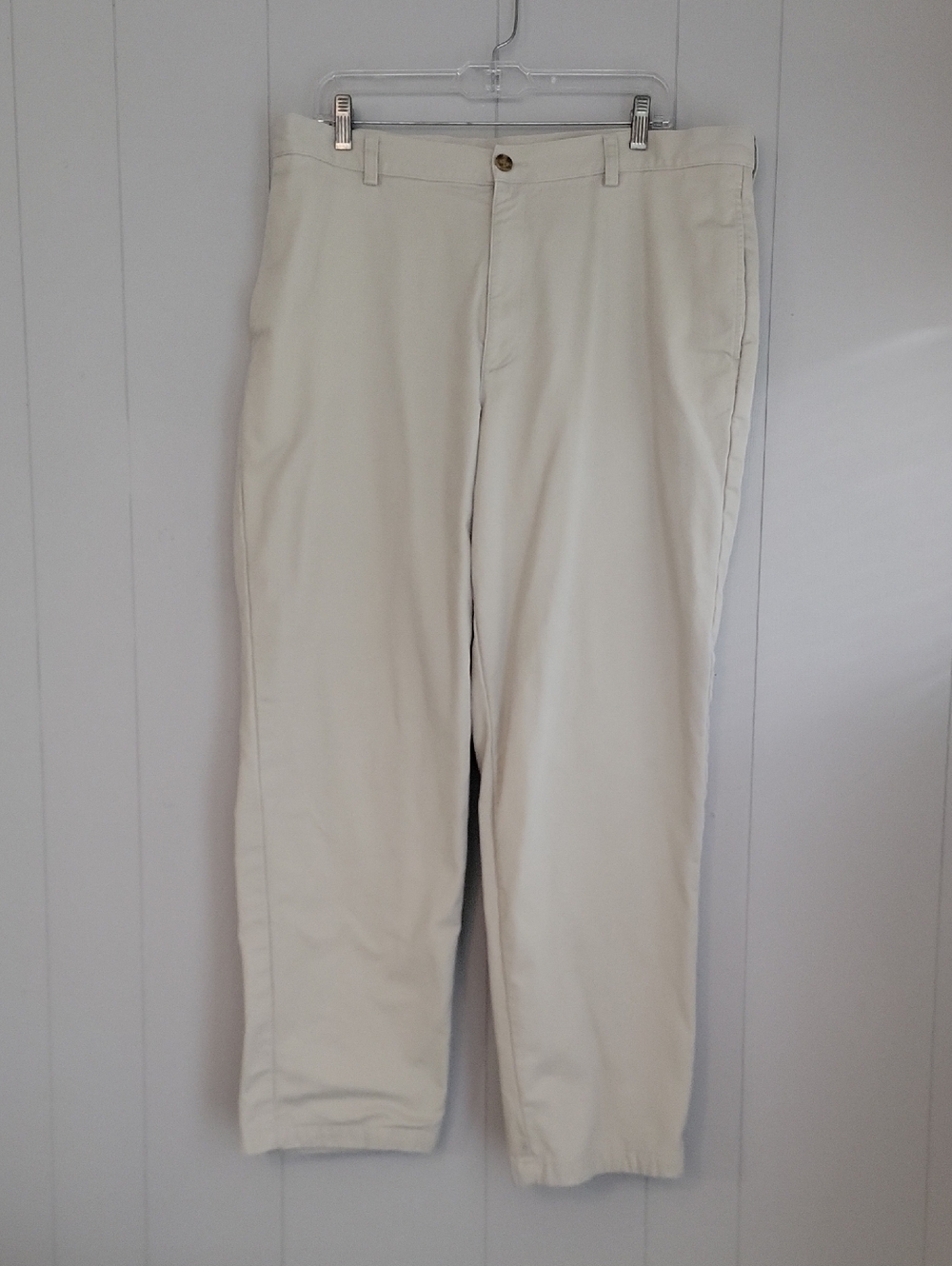 L.L Bean Men's Pants Beige 38x32 Casual Dress Lined Trousers 100% Cotton